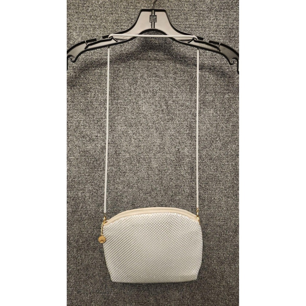 Vintage Regale LTD Crossbody Bag Womens Small White Mesh Sequin Crown‎ Gold